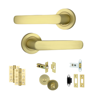 AXS Hardware - AXS Harlem Door Handles on Rose - Door Pack; #finish_satin-brass
