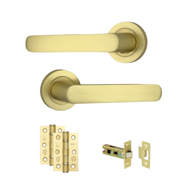 AXS Hardware - AXS Harlem Door Handles on Rose - Door Pack; #finish_satin-brass