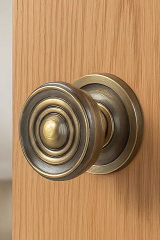 Frelan Hardware - Burlington Bloomsbury Mortice Door Knobs - Pair; #finish_antique-brass