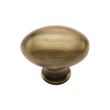 M Marcus - Heritage Brass - Victorian Cabinet Knob - Oval - 32mm; #finish_antique-brass