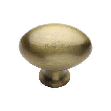 M Marcus - Heritage Brass - Victorian Cabinet Knob - Oval - 38mm; #finish_antique-brass