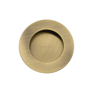 M Marcus - Heritage Brass - Round Flush Pull; #finish_antique-brass