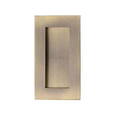M Marcus - Heritage Brass - Rectangular Flush Pull - C1855 - 4"; #finish_antique-brass