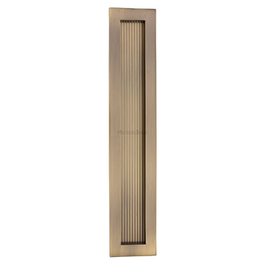 M Marcus - Heritage Brass - Reeded Rectangular Flush Pull  - 300mm; #finish_antique-brass