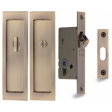 M Marcus - Heritage Brass - Flush Pull Privacy Set - 197mm; #finish_antique-brass