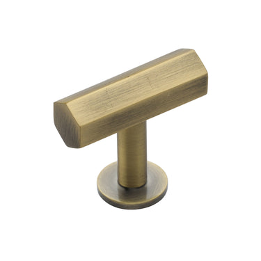 M Marcus - Heritage Brass - Hexagon T-Bar Cabinet Knob - 41mm - On Rose; #finish_antique-brass