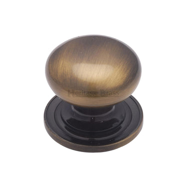 M Marcus - Heritage Brass - Victorian Round Cabinet Knob with Base - 32mm; #finish_antique-brass
