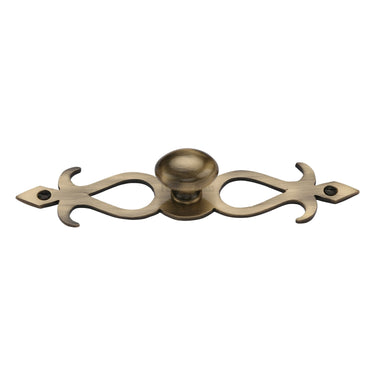 M Marcus - Heritage Brass - Oval Cabinet Knob with Backplate - 32mm; #finish_antique-brass