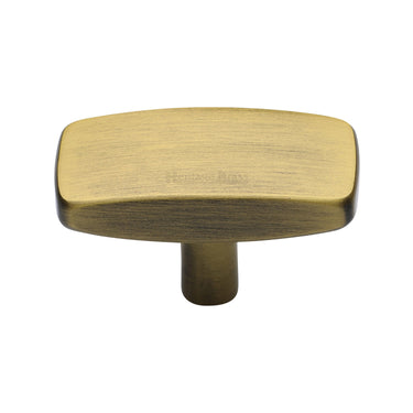 M Marcus - Heritage Brass - Rectangular Cabinet Knob - 47mm; #finish_antique-brass