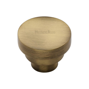 M Marcus - Heritage Brass - Round Stepped Cabinet Knob - 32mm; #finish_antique-brass