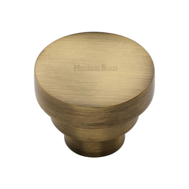 M Marcus - Heritage Brass - Round Stepped Cabinet Knob - 38mm; #finish_antique-brass