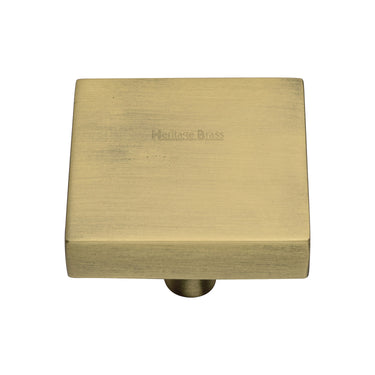 M Marcus - Heritage Brass - Square Design Cabinet Knob - 38mm; #finish_antique-brass