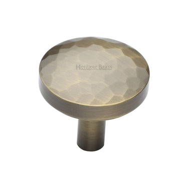 M Marcus - Heritage Brass - Round Hammered Cabinet Knob - 32mm; #finish_antique-brass