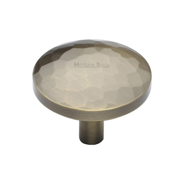 M Marcus - Heritage Brass - Round Hammered Cabinet Knob - 38mm; #finish_antique-brass
