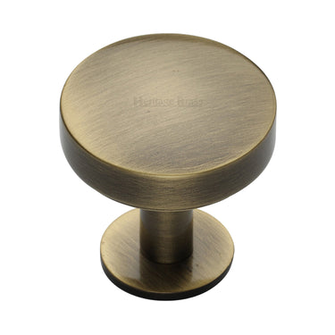 M Marcus - Heritage Brass - Domed Disc Cabinet Knob with Rose - 38mm; #finish_antique-brass