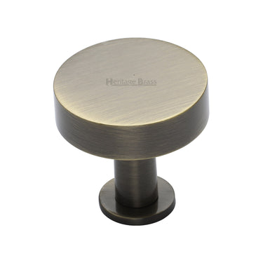 M Marcus - Heritage Brass - Disc Cabinet Knob With Base - 32mm; #finish_antique-brass