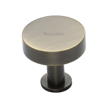 M Marcus - Heritage Brass - Disc Cabinet Knob With Base - 38mm; #finish_antique-brass