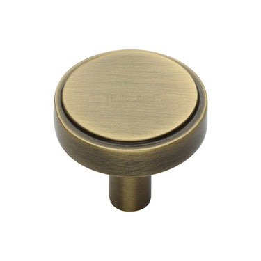 M Marcus - Heritage Brass - Stepped Disc Cabinet Knob - 32mm; #finish_antique-brass