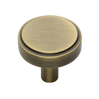 M Marcus - Heritage Brass - Stepped Disc Cabinet Knob - 38mm; #finish_antique-brass
