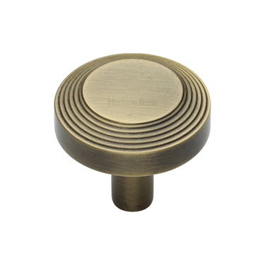 M Marcus - Heritage Brass - Ridge Cabinet Knob - 32mm; #finish_antique-brass