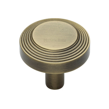 M Marcus - Heritage Brass - Ridge Cabinet Knob - 38mm; #finish_antique-brass
