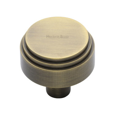 M Marcus - Heritage Brass - Round Deco Cabinet Knob - 38mm; #finish_antique-brass
