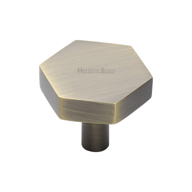 M Marcus - Heritage Brass - Hexagon Cabinet Knob - 32mm; #finish_antique-brass