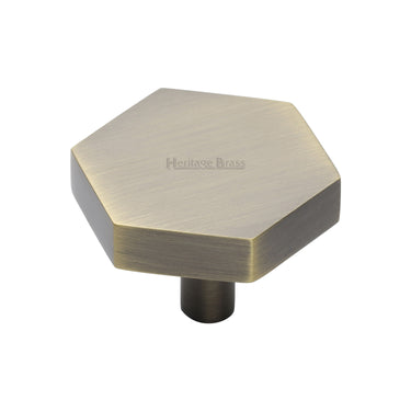 M Marcus - Heritage Brass - Hexagon Cabinet Knob - 38mm; #finish_antique-brass