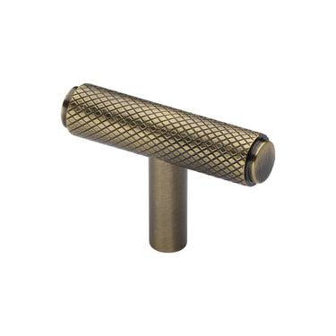 M Marcus - Heritage Brass - T-Bar Cabinet Knob - Knurled - 45mm; #finish_antique-brass