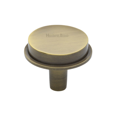 M Marcus - Heritage Brass - Flat Round Knob - 32mm; #finish_antique-brass