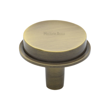 M Marcus - Heritage Brass - Flat Round Knob - 38mm; #finish_antique-brass