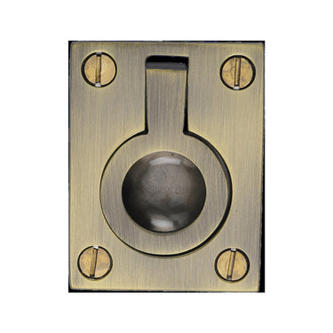 M Marcus - Heritage Brass - Flush Ring Cabinet Pull - 38mm; #finish_antique-brass