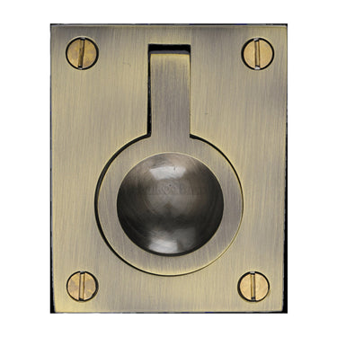 M Marcus - Heritage Brass - Flush Ring Cabinet Pull - 50mm; #finish_antique-brass