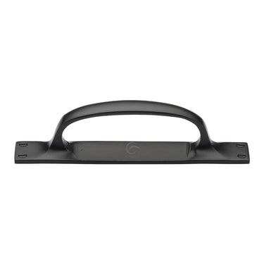 M Marcus - M.Marcus Architectural Hardware - Black Iron Rustic Cabinet Pull on Plate - 228mm; #finish_matt-black