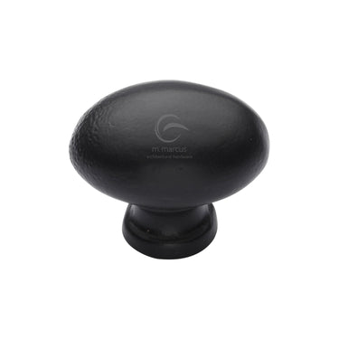 M Marcus - M.Marcus Architectural Hardware - Black Iron Cabinet Knob - Oval - 32mm; #finish_matt-black