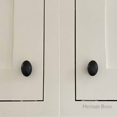 M Marcus - M.Marcus Architectural Hardware - Black Iron Cabinet Knob - Oval - 38mm; #finish_matt-black