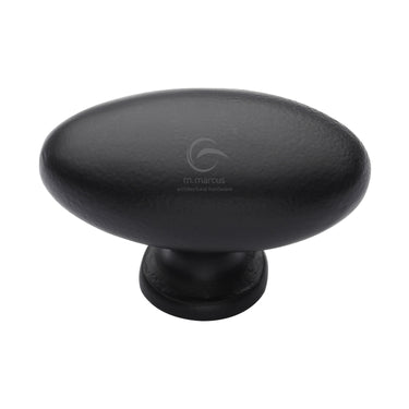 M Marcus - M.Marcus Architectural Hardware - Black Iron Cabinet Knob - Oval - 50mm; #finish_matt-black