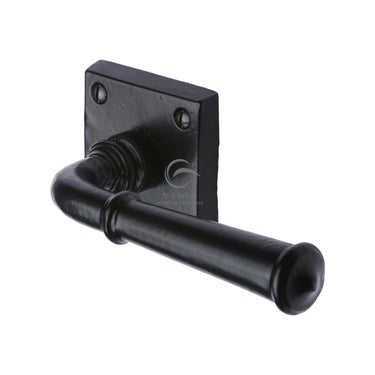 M Marcus - M.Marcus Architectural Hardware - Black Iron Claverley Door Handles on Square Rose; #finish_matt-black