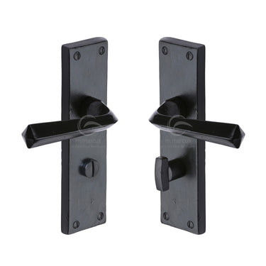 M Marcus - M.Marcus Architectural Hardware - Bridgnorth Door Handles - Black Iron - Bathroom - Pair; #finish_matt-black