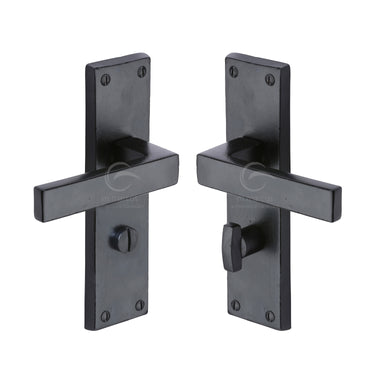 M Marcus - M.Marcus Architectural Hardware - Cheswell Door Handles - Black Iron - Bathroom - Pair; #finish_matt-black