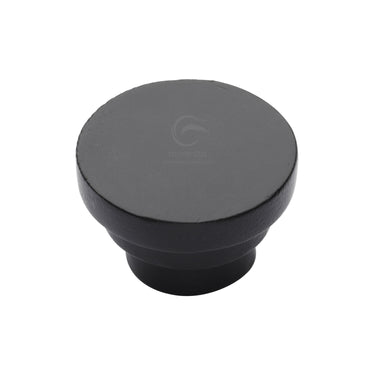 M Marcus - M.Marcus Architectural Hardware - Black Iron Round Stepped Cabinet Knob - 32mm; #finish_matt-black