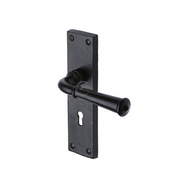 M Marcus - M.Marcus Architectural Hardware - Ashfield Door Handles - Black Iron - Lock - Pair; #finish_matt-black