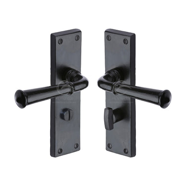 M Marcus - M.Marcus Architectural Hardware - Ashfield Door Handles - Black Iron - Bathroom - Pair; #finish_matt-black
