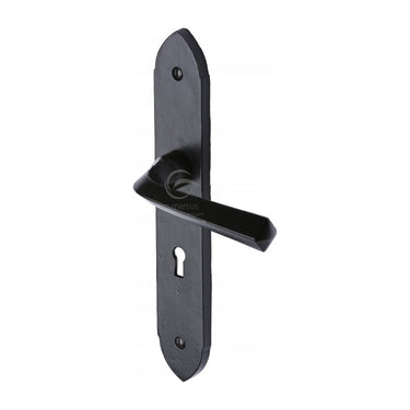 M Marcus - M.Marcus Architectural Hardware - Grafton Door Handles - Black Iron - Lock - Pair; #finish_matt-black