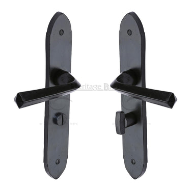 M Marcus - M.Marcus Architectural Hardware - Grafton Door Handles - Black Iron - Bathroom - Pair; #finish_matt-black