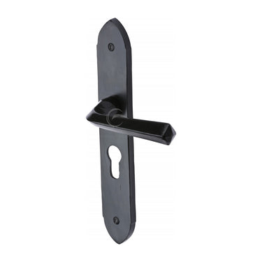 M Marcus - M.Marcus Architectural Hardware - Grafton Door Handles - Black Iron - Euro Lock - Pair; #finish_matt-black