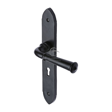 M Marcus - M.Marcus Architectural Hardware - Hadley Door Handles - Black Iron - Lock - Pair; #finish_matt-black