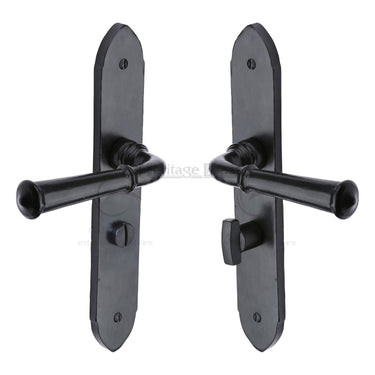 M Marcus - M.Marcus Architectural Hardware - Hadley Door Handles - Black Iron - Bathroom - Pair; #finish_matt-black