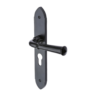 M Marcus - M.Marcus Architectural Hardware - Hadley Door Handles - Black Iron - Euro Lock - Pair; #finish_matt-black