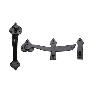 M Marcus - M.Marcus Architectural Hardware - Black Iron Gate Latch - Curved; #finish_matt-black
